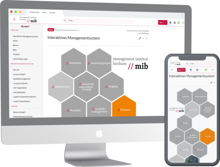 Copiki Managementsystem - Ein PC und ein Handy mit der Startseite von Copiki